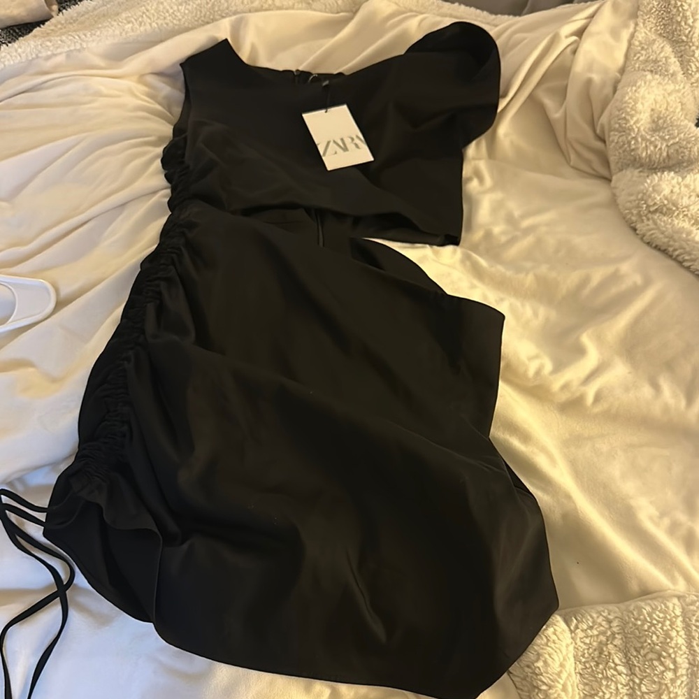 Zara Black One-Shoulder Dress
